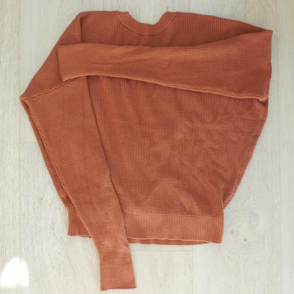 Splendid Sibyl Surplice Waffle Knit Brown Sweater - Picture 8 of 10